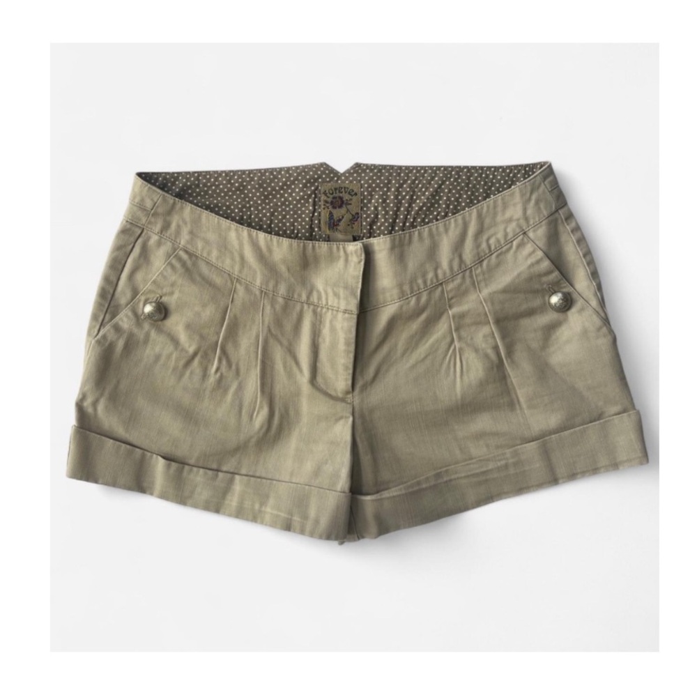 Forever 21 Women's Khaki Cuffed Mini Shorts Size XS